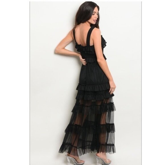 Sexy Black Layered Maxi Dress - Picture 2 of 3